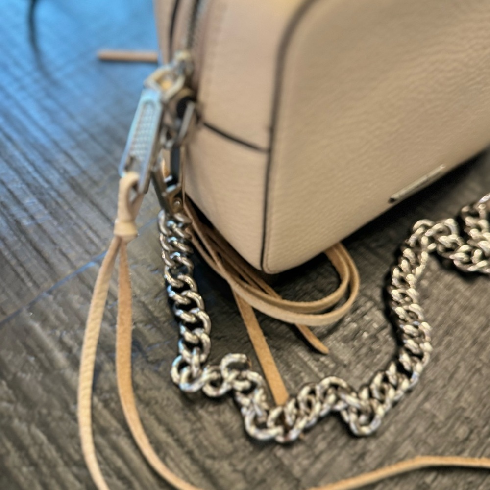 Rebecca Minkoff Trendy Nude 3 Front Zippers Leather Crossbody Shoulder Bag - Picture 10 of 11
